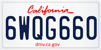 CA license plate 6WQG660