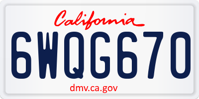 CA license plate 6WQG670