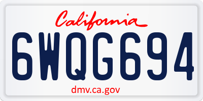 CA license plate 6WQG694