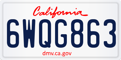 CA license plate 6WQG863