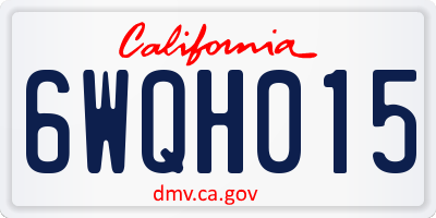 CA license plate 6WQH015