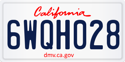 CA license plate 6WQH028