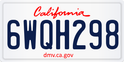 CA license plate 6WQH298