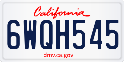 CA license plate 6WQH545