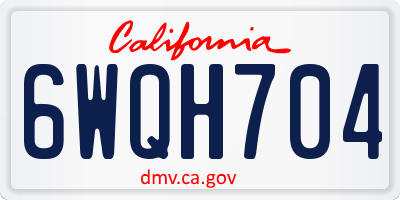CA license plate 6WQH704