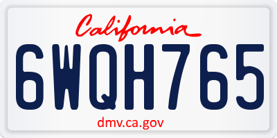 CA license plate 6WQH765