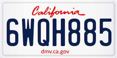 CA license plate 6WQH885