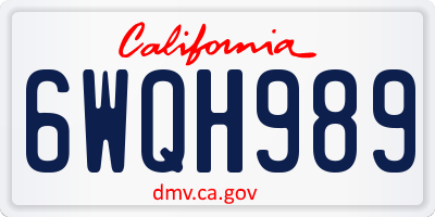 CA license plate 6WQH989