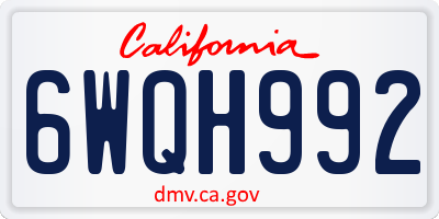 CA license plate 6WQH992