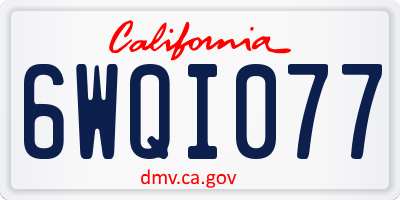 CA license plate 6WQI077