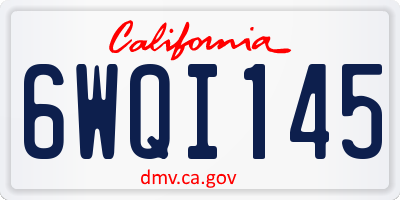 CA license plate 6WQI145