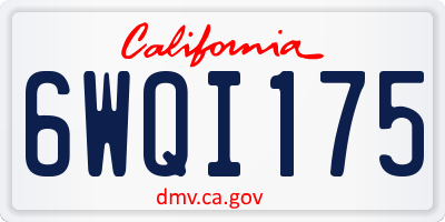 CA license plate 6WQI175