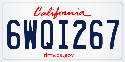 CA license plate 6WQI267