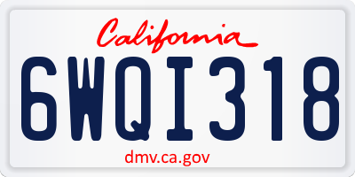 CA license plate 6WQI318