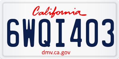 CA license plate 6WQI403