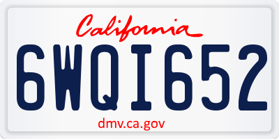 CA license plate 6WQI652