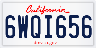 CA license plate 6WQI656