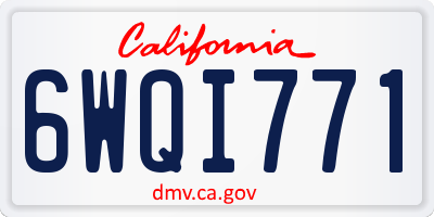 CA license plate 6WQI771
