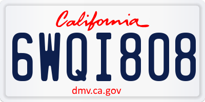 CA license plate 6WQI808