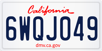 CA license plate 6WQJ049