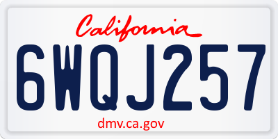CA license plate 6WQJ257