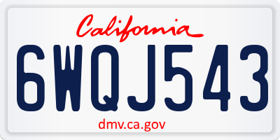 CA license plate 6WQJ543