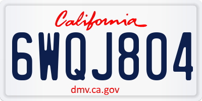 CA license plate 6WQJ804