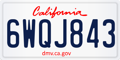 CA license plate 6WQJ843