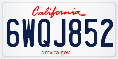 CA license plate 6WQJ852