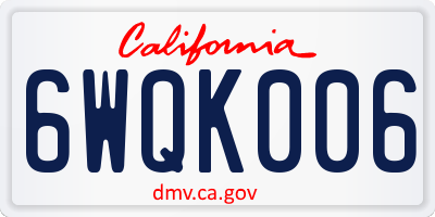 CA license plate 6WQK006