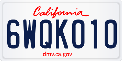 CA license plate 6WQK010