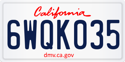 CA license plate 6WQK035
