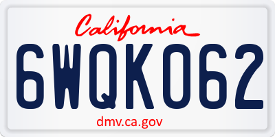 CA license plate 6WQK062