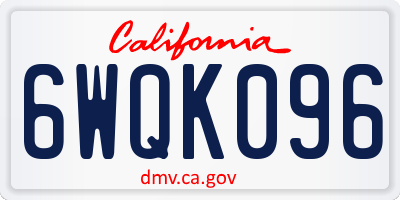 CA license plate 6WQK096