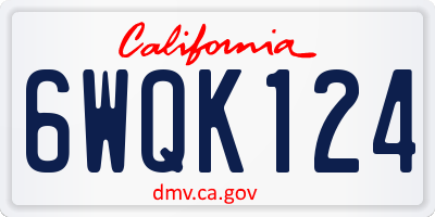 CA license plate 6WQK124
