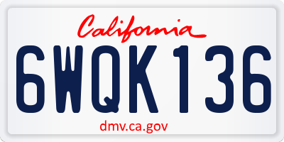 CA license plate 6WQK136