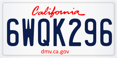 CA license plate 6WQK296