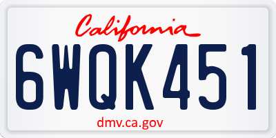 CA license plate 6WQK451