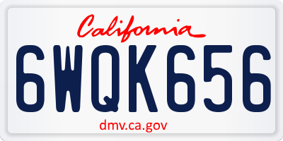 CA license plate 6WQK656