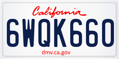 CA license plate 6WQK660
