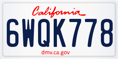 CA license plate 6WQK778