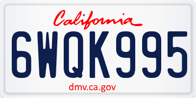 CA license plate 6WQK995