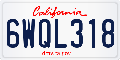 CA license plate 6WQL318