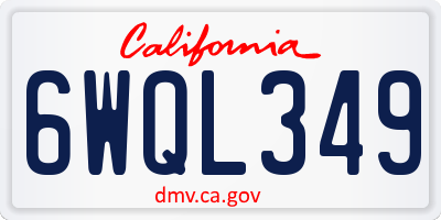 CA license plate 6WQL349