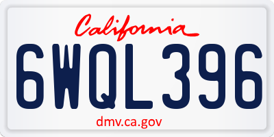 CA license plate 6WQL396