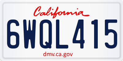 CA license plate 6WQL415