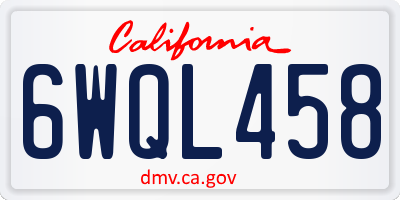 CA license plate 6WQL458
