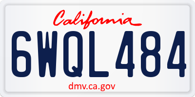 CA license plate 6WQL484