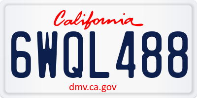 CA license plate 6WQL488
