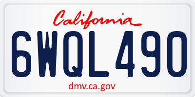 CA license plate 6WQL490